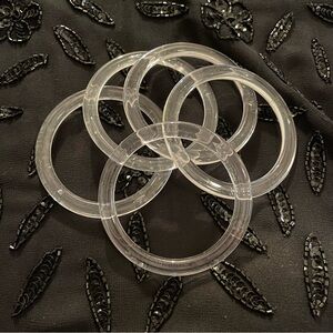 Clear plastic bangle bracelets set of 5